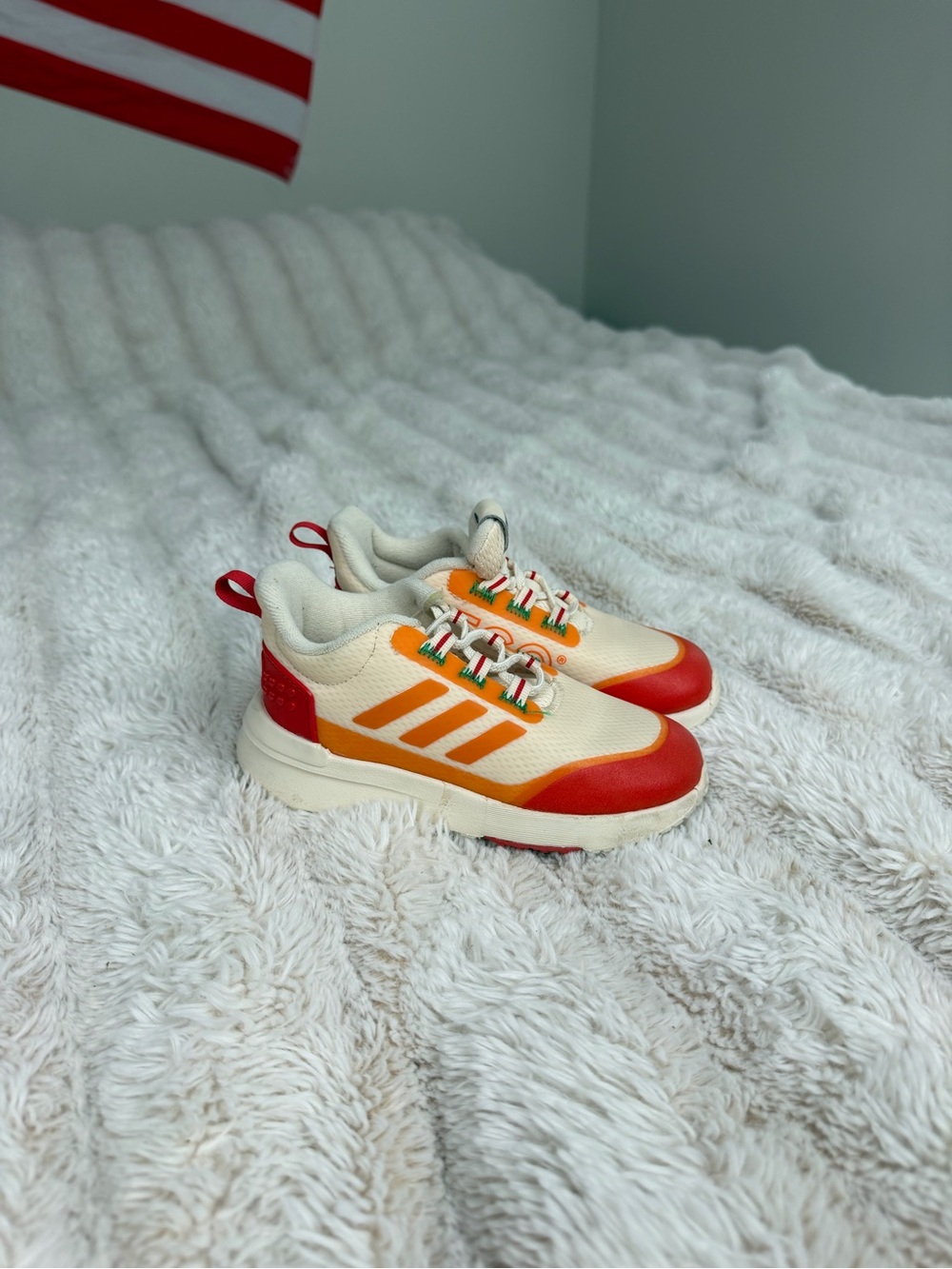 adidas Kids Cream, Red and Orange Athletic Sneakers